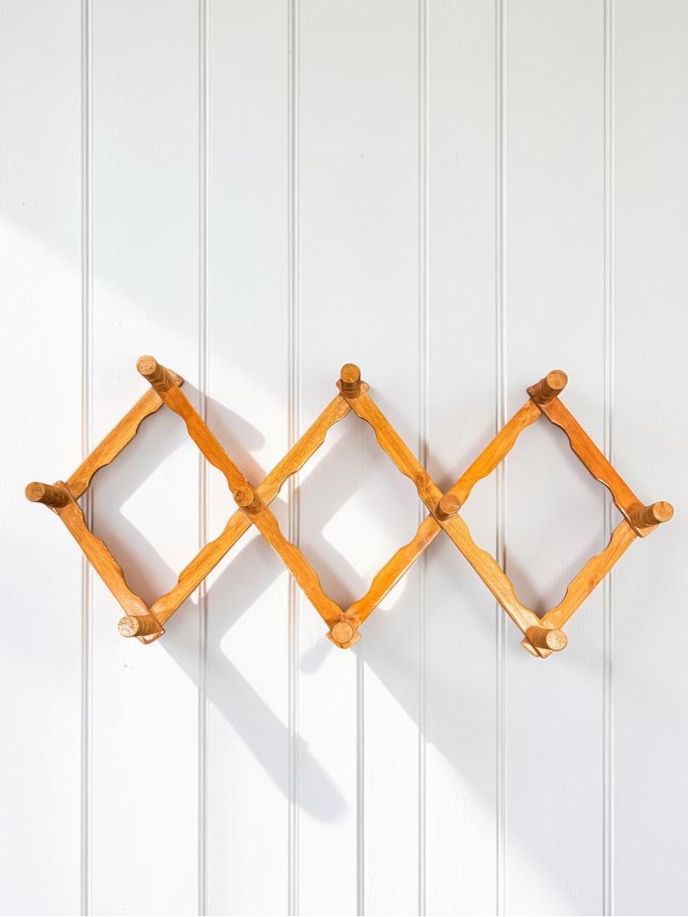 Vintage Wooden Peg Rack Expandable Wall Hanger